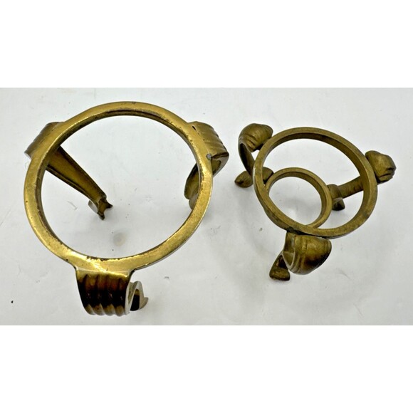 Set of 2 VTG Brass Stand Candle Holder Planter Sphere Holder Gold - Picture 2 of 7